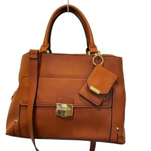 Steve Madden Brown Large satchel messenger tote handbag bag purse Crossbody